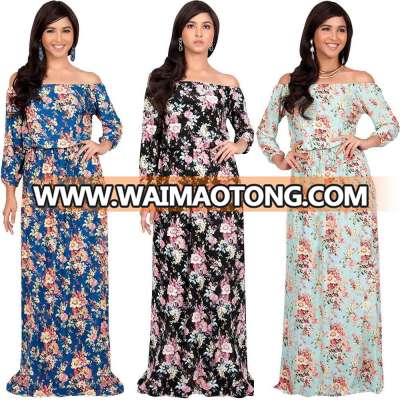 floral maxi dress long sleeve Womens Off Shoulder Summer Floral Print Cute Boho Long Sleeve Maxi long summer dresses